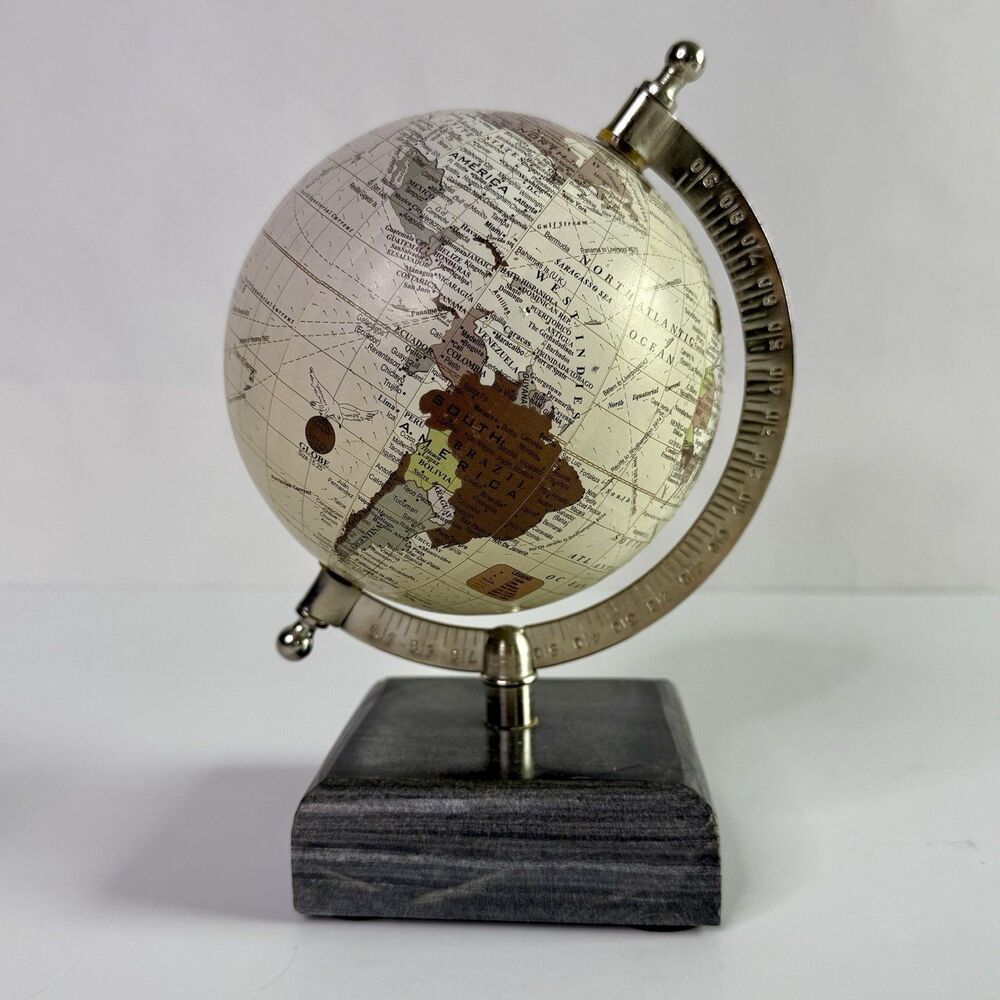 REPOGLE World Classic Desk Globe 8.75" Tall on Grey Marble Base 5.25" Diameter